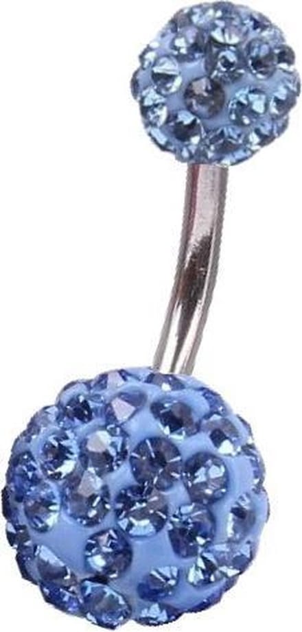 Fako Bijoux® - Navelpiercing - Disco Dots Duo - Lichtblauw