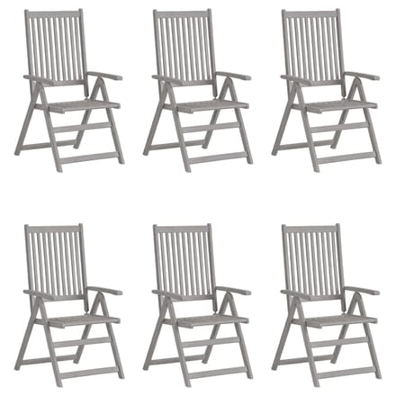 vidaXL - Tuinstoelen - 6 - st - verstelbaar - massief - acaciahout - grijs