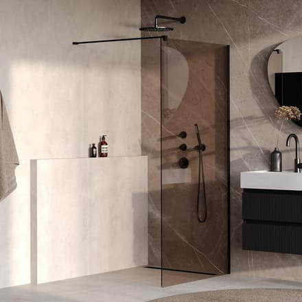 Brauer Oblivion - Inloopdouche - Brons Glas - 90 x 200 cm - incl. Glascoating - Mat Zwart