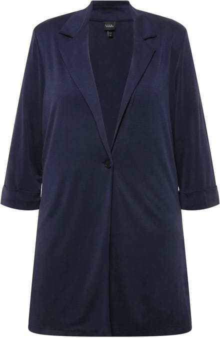 Ulla Popken - Dames - Jersey blazer reverskraag 3/4-mouwen modalmix - Marine - Maat 46+