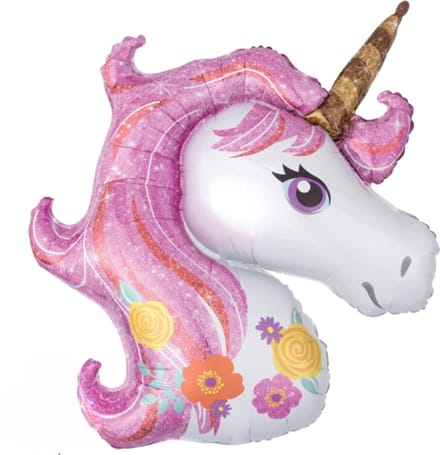 Folieballon mini unicorn/eenhoorn roze-wit - 2 stuks