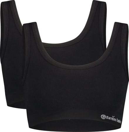 Comfortabel & Zijdezacht Bamboo Basics Seamless Rib Bra Ruby (2-pack) - Zwart - XL