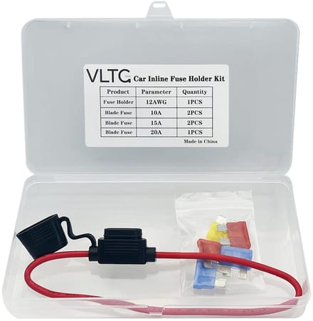VLTG Inline Zekeringhouder Set - 12AWG zekeringhouder - Met 5 Zekeringen