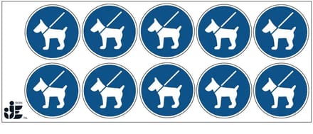 Honden aan de lijn gebodssticker | 5 cm - 10 stuks per vel