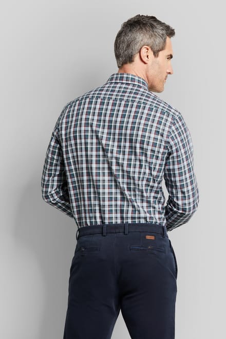 Bugatti Herren Geruit overhemd met button-down kraag