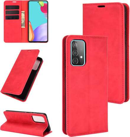 MobyDefend Hoesje - Geschikt voor Samsung Galaxy A52 / A52s - Luxe Wallet Bookcase (Magnetische Sluiting) - Rood