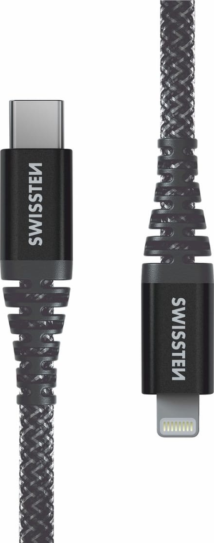 Swissten - Aramid Reinforced - USB-C naar Lightning Kabel - 1,5 Meter - Grijs - 71544010