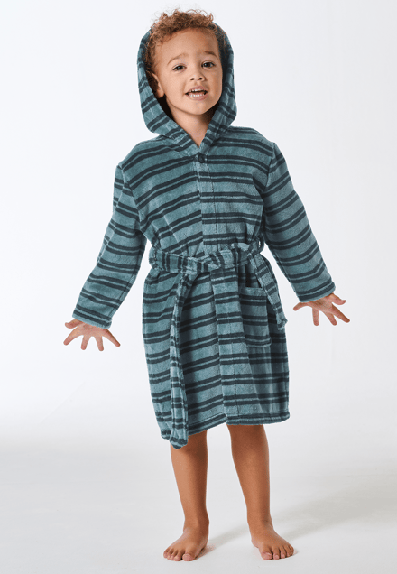 Badjas velours strepen mineraal - Kids Nightwear 92