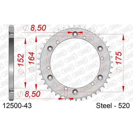 Stalen tandwiel Afam 520 43 dents