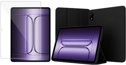 TechNow Hoesje + Screenprotector geschikt voor OnePlus Pad 3 Hoesje – Glas - Extreme Shock Case – Smart Case - Zwart