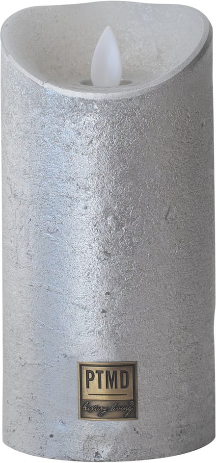 PTMD -Led kaars - Metallic zilver Xs - 5,5 x 5,5 x 12,5 cm