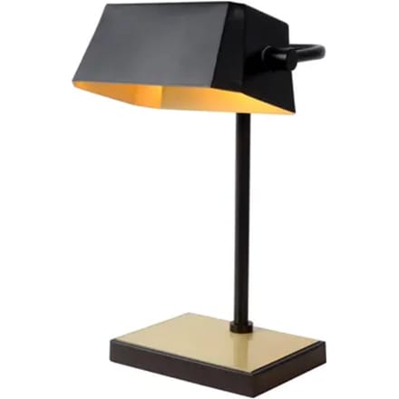 Lucide Bureaulamp Lance - Zwart Mat Goud - E27 - Touchdimbaar