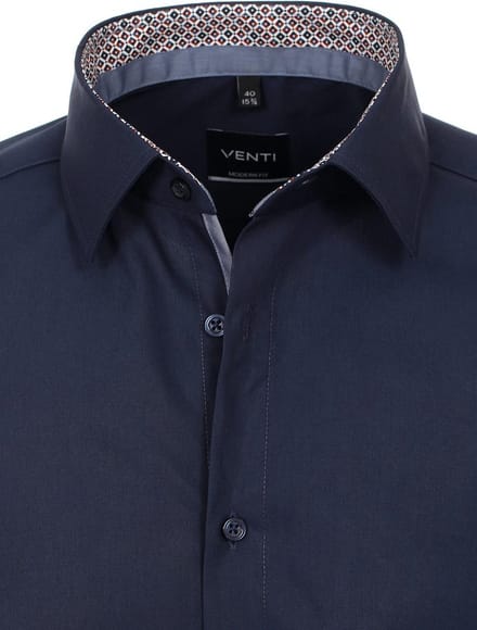 Blauw Overhemd Heren Strijkvrij Modern Fit Venti - XL