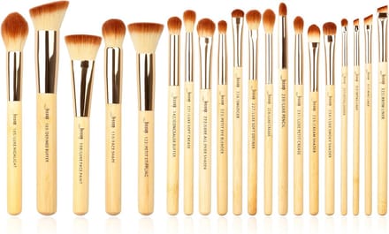 Famanu – Make-up kwastenset, 20 stuks, bamboe handgrepen, complete set voor gezicht en ogen