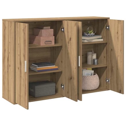 vidaXL - Dressoir - 2 - st - Artisan - Eiken - 60 - x - 31 - x - 84 - cm - Bewerkt - hout