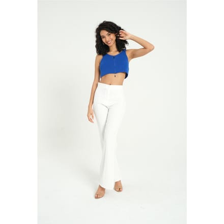 V-hals Gebreide Ribbels Met Rits Croptop