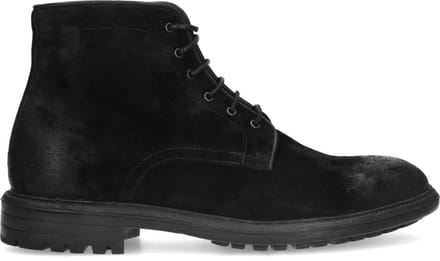 Manfield - Heren - Zwarte leren veterschoenen - Maat 42
