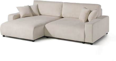 MASSIVMOEBEL24.DE hoekbank beige 100% polyester 234x170x78 cm SOFAS deels gemonteerd