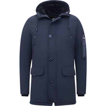 Winddichte Winterjas Heren - Lange Jas - Parka Heren Jassen - Gewatteerde Jassen - 7103 - Blauwe jas