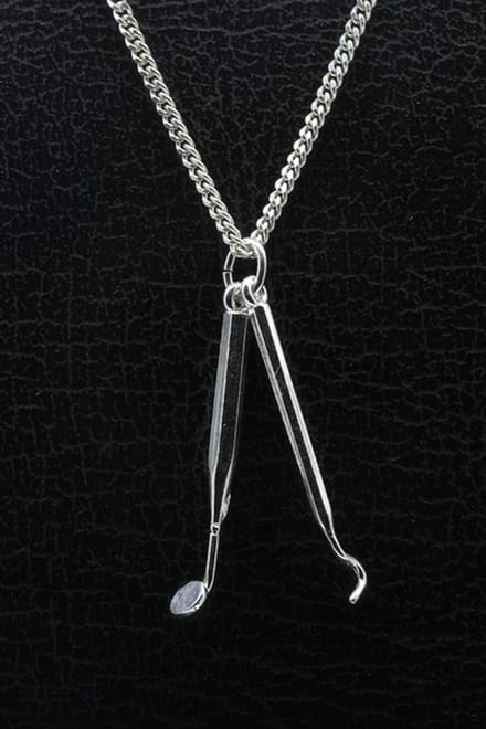 Zilveren Tandarts set ketting hanger