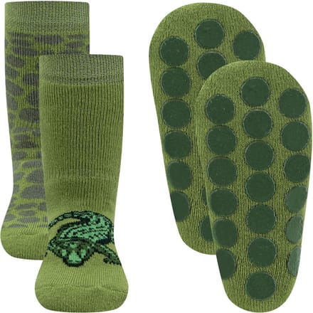 Ewers Antislipsokken - 2-Pack - Groen & Krokodil - Groen & Schubben - Antislipnoppen-18/19