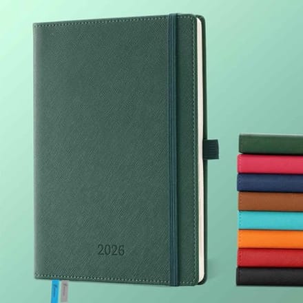 Agenda 2026 A5: Week- en dagplanner met PU leren omslag in groen