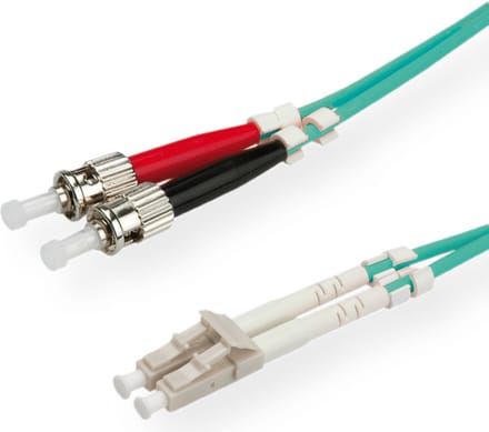 VALUE F.O. kabel 50/125µm OM3, LC/ST, LSOH, turkoois, 1 m