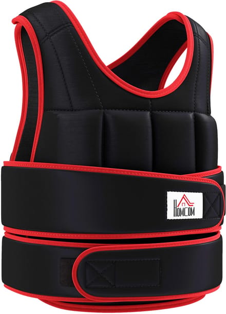 HOMCOM-Gewichtsweste-Oxford-Gewebe, Metall-Sand-60B x 50H cm-Schwarz+Rot