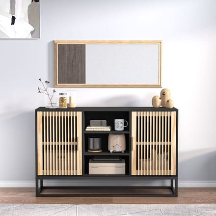 vidaXL - Dressoir - 105x30x65 - cm - bewerkt - hout - zwart