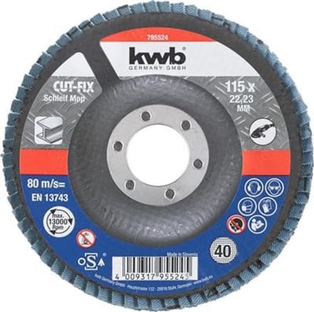 kwb 795524 CUT-FIX ® schuurmop, lamellenschuurschijf, metaalbewerking, ø 115 mm Diameter 115 mm
