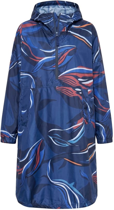 Laurasøn - Dames - Functionele regencape unisex print capuchon - Marine - Maat 1