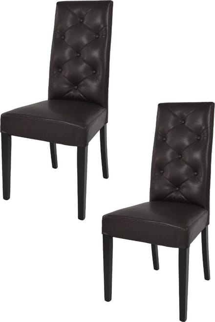 Tommychairs Chantal - Eetkamerstoelen - Set van 2 - Bruin - Kunstleer en Hout