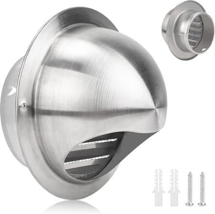 Ventilatierooster - Afvoerluik - Buiten ventileren - Geïntegreerde insectenhor - 100 mm - Zilver