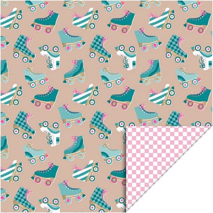 2 Kleine rollen - Cadeaupapier 30 cm - Roller Skates Nude
