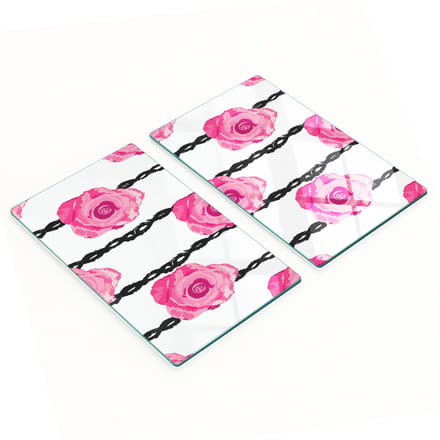 Multifunctionele decoratieve keukenplanken van gehard glas met rozenmotief, 2x30x52 cm
