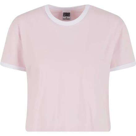Urban Classics - Contrast Retro Crop top - S - Roze/Wit