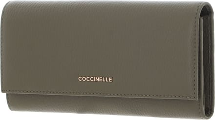 COCCINELLE Leren Portemonnee Metallic Soft Wallet Laurel Green Olijfgroen