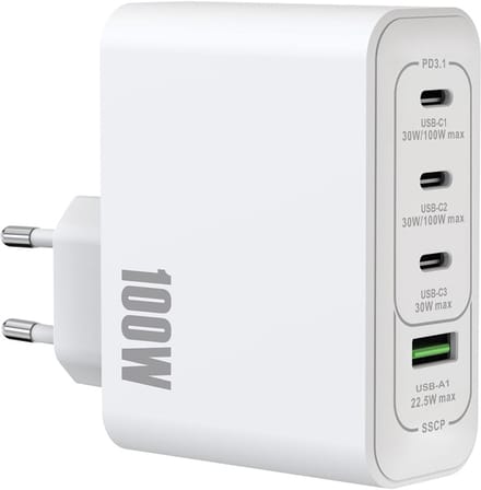 Rixus RXHC100 100W GaN Power Adapter White