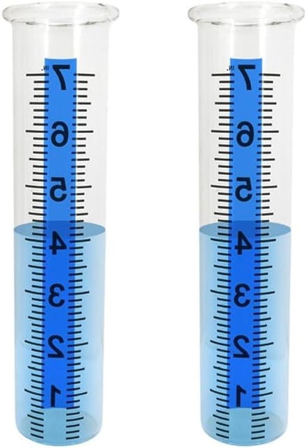Regenmeter Buis - Regenmeter Glas - Tuin Meten - Ingebouwde Blauwe Strook - 7 Inch - Transparant