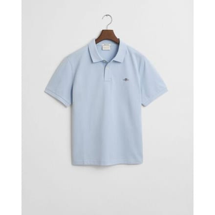 Gant Polo Fine Shield Short Sleeve Piqué Uni Fresh Blue / male