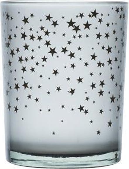 Theelichthouder Grijs Rond Glas B10 H12,5 Stars