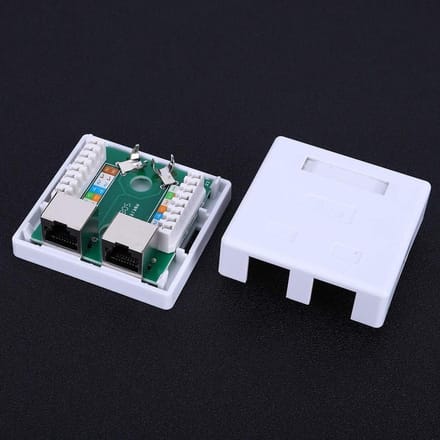 Netwerk Wandconnector - RJ45 Opbouwdoos - Thuis Kantoor - Compact Ontwerp - 2 Poorts - Wit