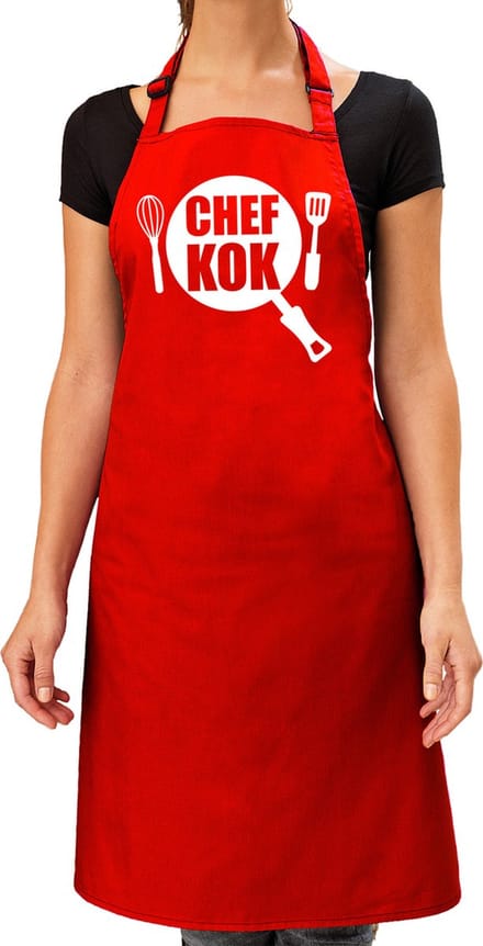 Chef kok barbeque schort / keukenschort bordeaux rood voor dames - bbq schorten
