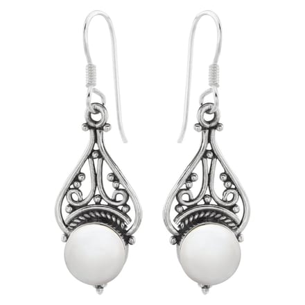 WeLoveSilver - oorhangers - zilver - druppelvorm - parelmoer steen
