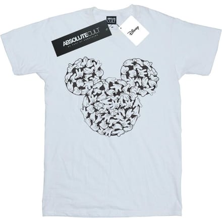 Disney Heren Mickey Mouse Hoofd van Handen T-Shirt (Wit)
