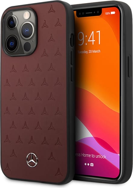 Mercedes-Benz Stars Leather Back Case - Geschikt voor Apple iPhone 13 Pro (6.1") - Rood