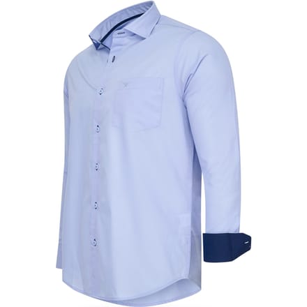 Cappuccino Italia - Heren Overhemden Overhemd Uni - Blauw - Maat M