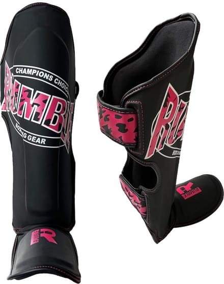 Scheenbeschermers Kickboksen Kinder Rumble Camo Zwart-Roze S