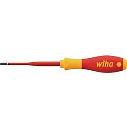 VDE Platte schroevendraaier Wiha Schlitz-Schraubendreher 6,5mm SoftFinish-slimFix VDE1000V 10155 Kopbreedte: 6.5 mm Koplengte: 150 mm