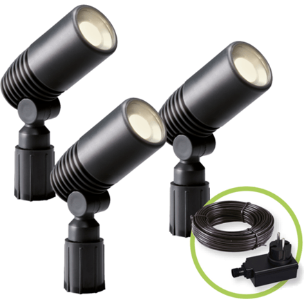 Garden Lights Prikspot - 3 stuks - LED - 2W - IP44 - Antraciet